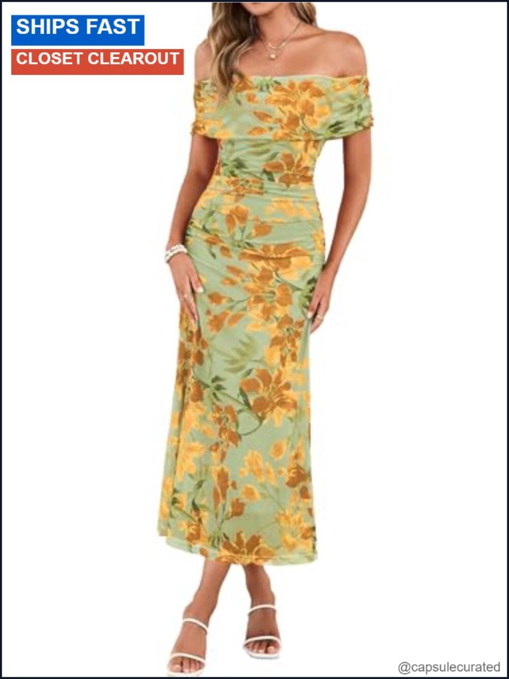 Off Shoulder Floral Maxi Dress Wedding Guest Cocktail Party Mesh